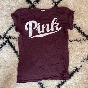 Maroon VS Pink short sleeve t-shirt